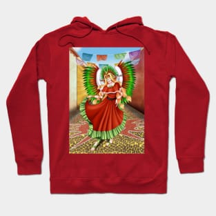 Christmas Quetzalcoatl Dress Tecnica Mask Background Hoodie